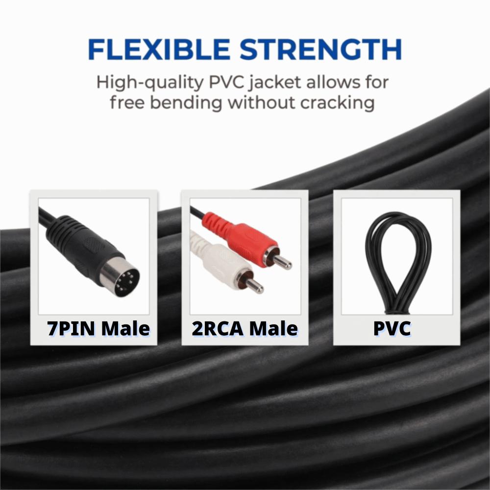 Flexible DIN 7PIN Male to 2RCA Male Cable Double Shielding Audio Cable Audio Equipment Output