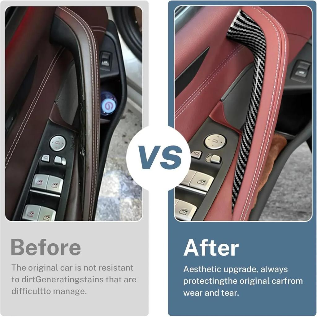 Car Door Handle Panel Cover for BMW 3 4 5 Series G30 G31 2017-2023 Door Pull Handle Cover Carbon Fiber Pattern Auto Accessories