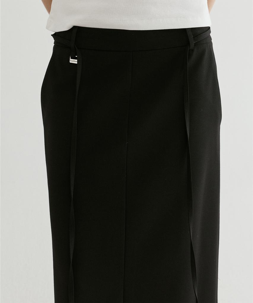 From Wear Belted Straight Maxi Skirt Black