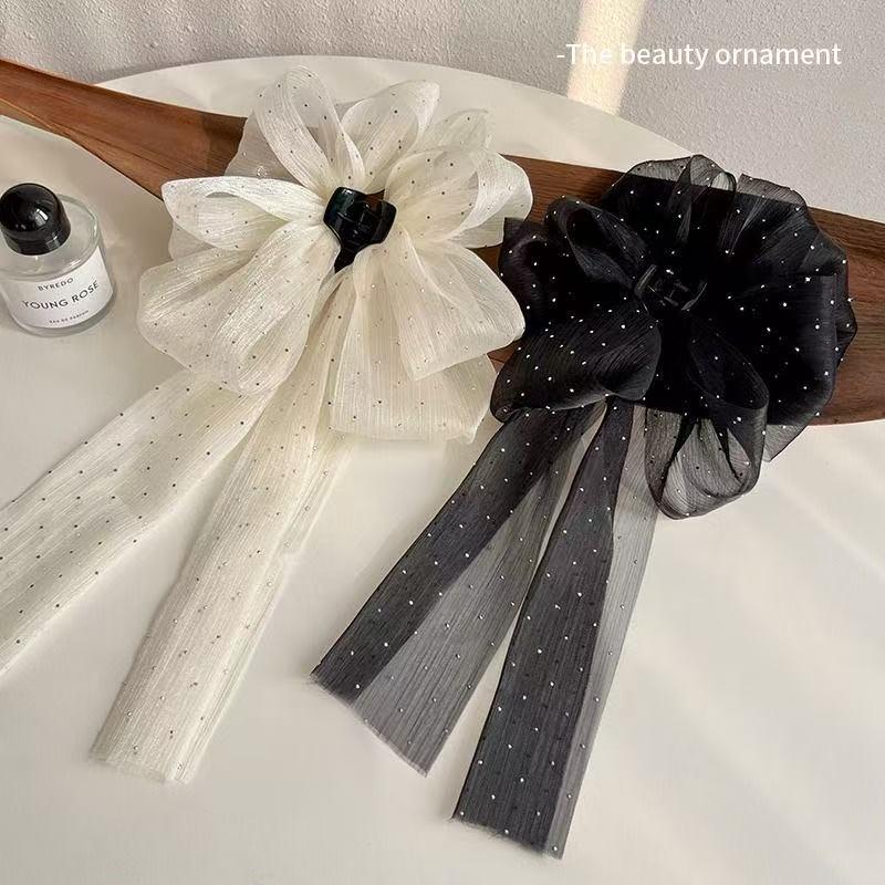Сетка Бант Лента Заколка для волос – Элегантный аксессуар для полупрически