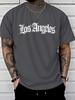 Unisex Los Angeles Gothic Letter Print T Shirt Vintage Crew Neck Short Sleeve Casual Tees Hip Hop Streetwear Tops