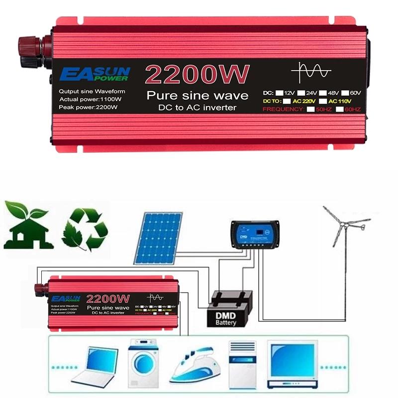 Pure Sine Wave Inverter 1000W 1600W 2200W 3000W Voltage DC 12V 24V To AC 220V Transformer Power Converter Solar Inverter