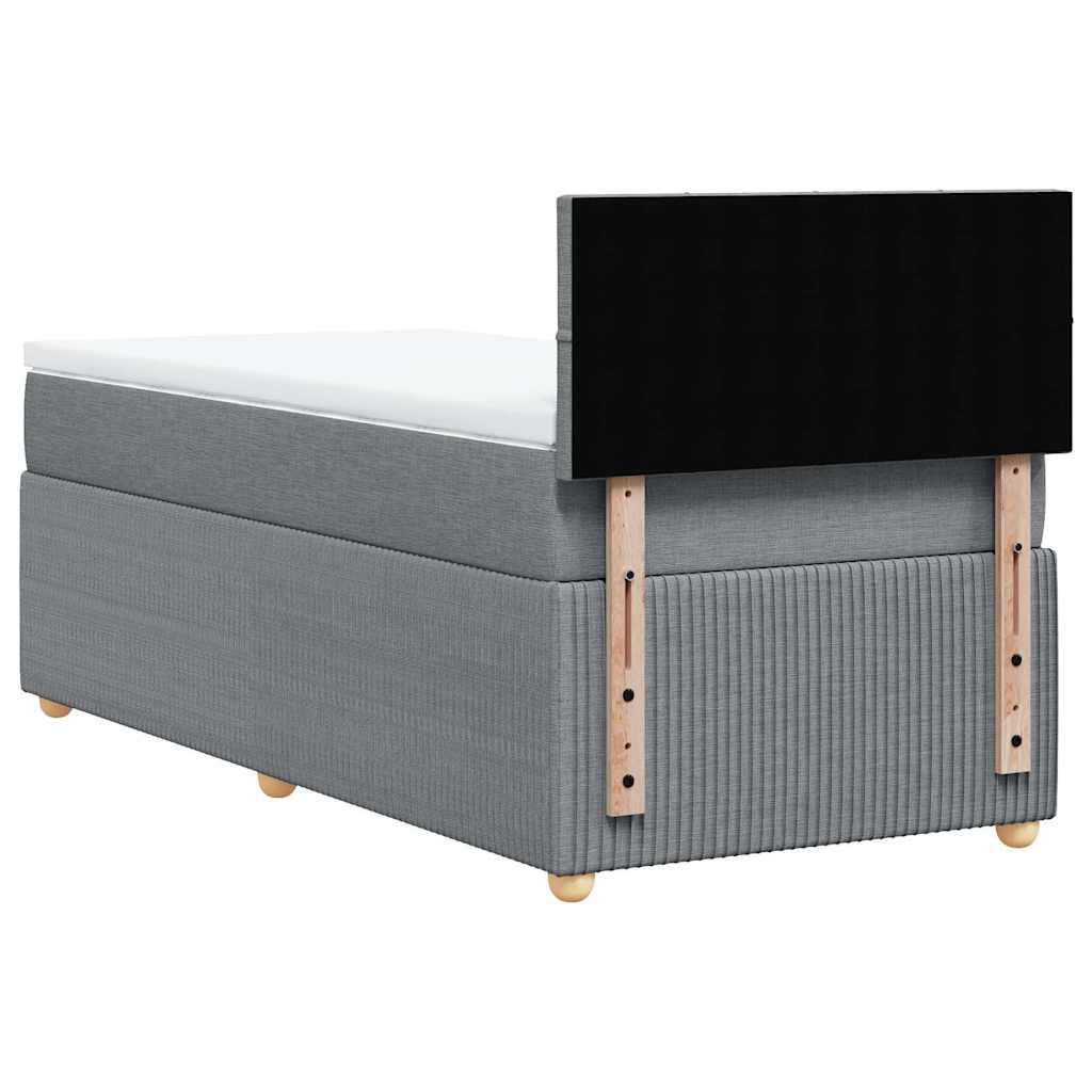 Box Spring Bed with Mattress Light Grey 80 x 200 cm Fabric