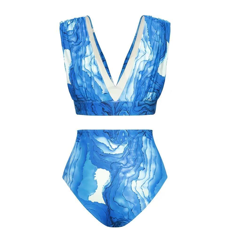 European and American swimsuit women's split three-piece set, small fresh tie-dye sweet seaside hot spring swimsuit