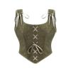 Green Victorian Vintage Vest Side Zipper Front Lace Up Tank Corset Punk Goth Clothing Sexy Corselet