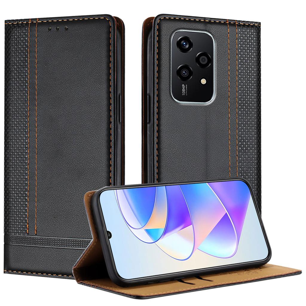 Чехол для Honor 200 Lite, кожаный чехол-подставка с L-образным сетчатым узором и слотами для карт