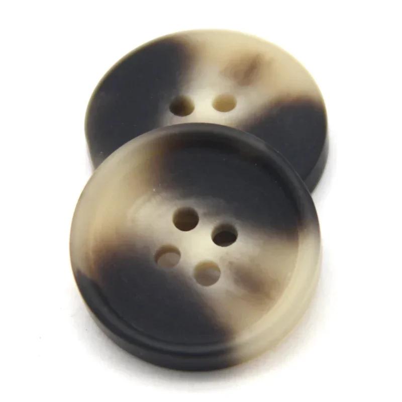 30Mm Large Resin Imitation Horn Pattern Buttons For Clothes Men Suit Coat Handmade Black Decorative Sewing Accessories Wholesale