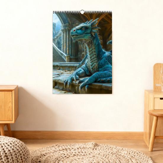 Юйшэн 2026 Настенный календарь Дракон Янв. 2026 - Дек. Планировщик на 12 месяцев 2026 года с иллюстрациями в стиле фэнтези для домашнего офиса