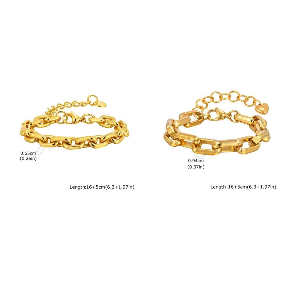 Stainless Steel Link Chain Bracelet Rectangular Chain Stainless Steel Hand Chain  Women