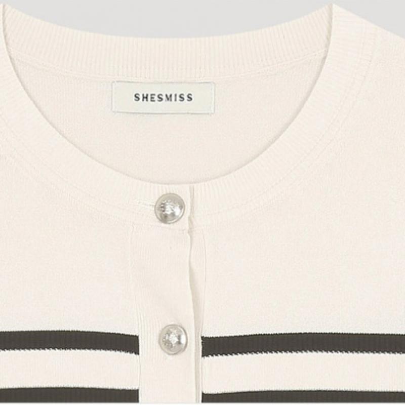 [She S miSS] Полосатый кардиган с круглым вырезом SSkcdo11060