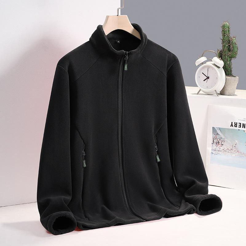 Polar Fleece Stand Up Collar Jacket for Men's Outdoor Leisure with Thick Fleece and Warm Jacket, Fashionable and Versatile Top