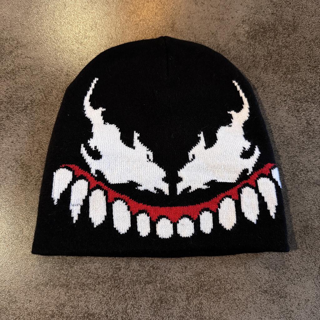Venom Style Knit Hat Unisex Acrylic Fabric For Streetwear And Cold Weather