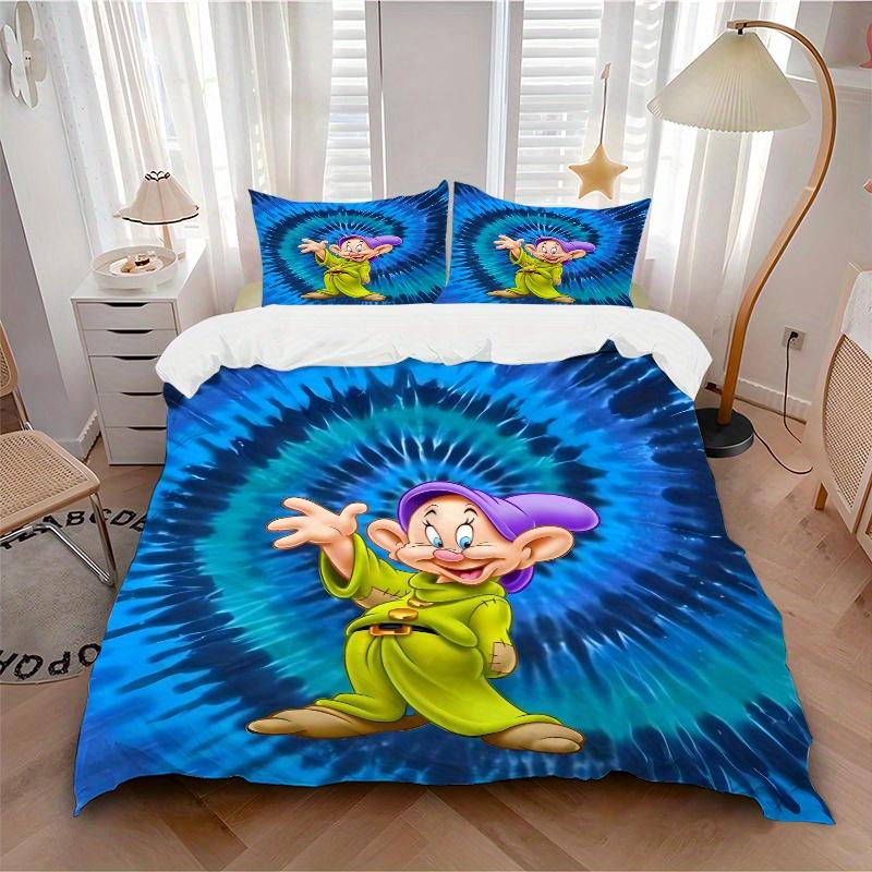3pcs Disney Snow White Dopey Character Theme Printed Bedding Set, Soft and Comfortable Quilt Cover for Bedroom, Guest Room (1 Duvet Cover +