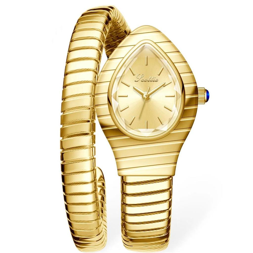 Luxury Fashion Women's Serpentine Bracelet Watch Unique Design Serpentine Elegant Dress Bracelet Women's Quartz Watch