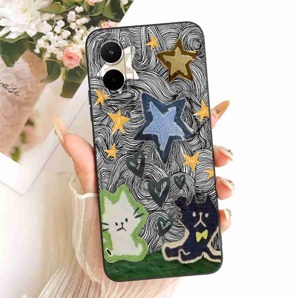 Silicone Case For Xiaomi Poco M7 4G Case Cute Cat Flowers Soft Slim Phone Cases For Xiaomi Poco M7 PocoM7 4G Cover Bumper