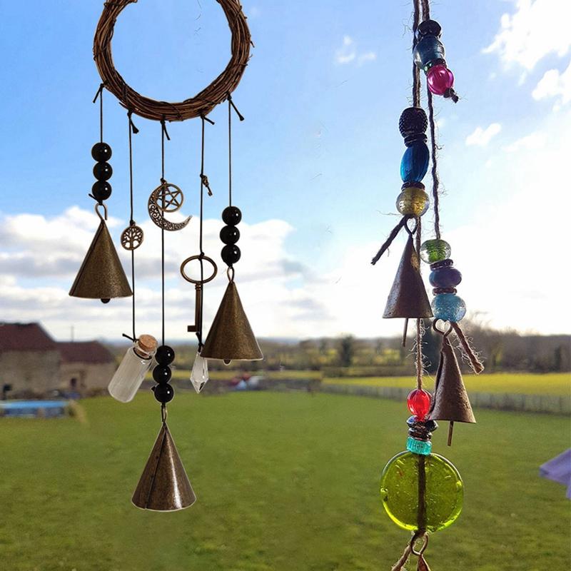 Witch Bells Outdoor Metal Wind Chimes Yard Garden Hanging Ornament Magical Wind Chimes Witch Bells Protection For Door Knob Hang