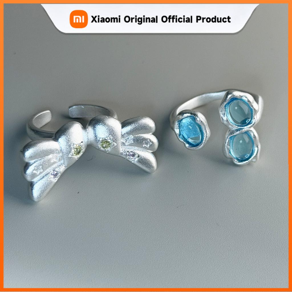 Xiaomi BF CLUB 925 Sterling Silver Ring For Women Jewelry Retro Blue Stone Open Vintage Handmade Ring Allergy For Party Birthday Gift