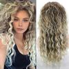 Women Long Curly Wig Natural Fluffy Wavy Wig Adjustable Face Shape Hairline Hairpiece High Temperature Fiber Wig