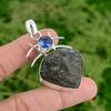 Labradorite Rough Gemstone Tanzanite Quartz Bezel Birthday Pendant 925 Silver