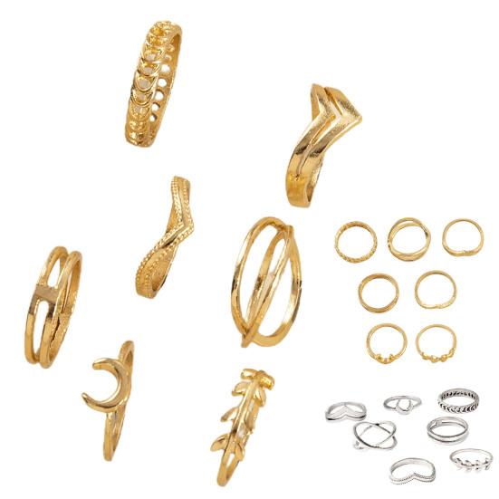 7 шт./компл. Кольцо на палец леди Изысканное Винтажное Однотонное Индивидуальное Женское Кольцо Набор для Подарка