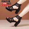 Summer Women's High Heel Shoes Rome Women's Peep Toe Platform Chunky Heel Gladiator Sandals Outdoor Dress Party Fish Mouth Shoes