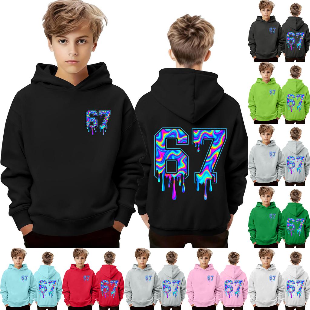 Детский пуловер с длинным рукавом, свободного кроя, с принтом букв, капюшоном на шнурке