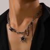 Korean Fashion Black Star Pentagram Pendant Titanium Steel Chain Choker Necklace For Women Men Punk Rock Y2K Jewelry Accessories
