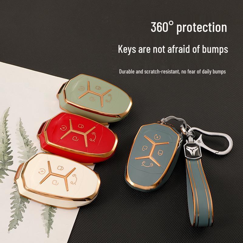 Lynk&Co Key Fob Shell: Gold Edge TPU Case for 01/02/03/05 Models