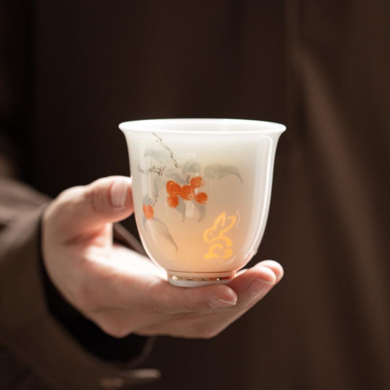 120 мл Изысканная китайская чашка для чая из белого фарфора, дегустационная чашка для чая, чашка для медитации, чашка для аромата, кунг-фу чайный сервиз, подарок