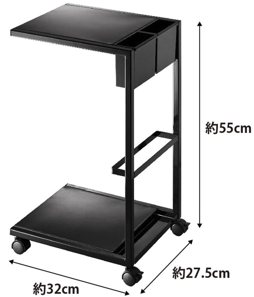 Yamazaki Jitsugyo 7156 Side Table Wagon Черный Приблизительно. Ш27,5 x Г32 x В55 см Башня с роликами Подставка для журналов Кейс для аксессуаров