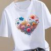 (Азиатский размер) тренд милый цветочный стиль Женская печать Модная футболка Топ Одежда Футболка Женская Принт Женская Короткий рукав Графические футболки