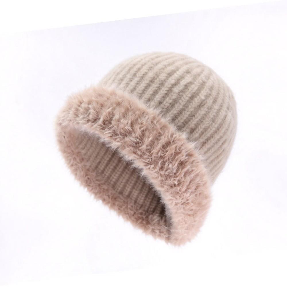 Fleece Lined Fuzzy Cuff Beanie Large Head Circumference Winter Beanie Hat Cold Weather