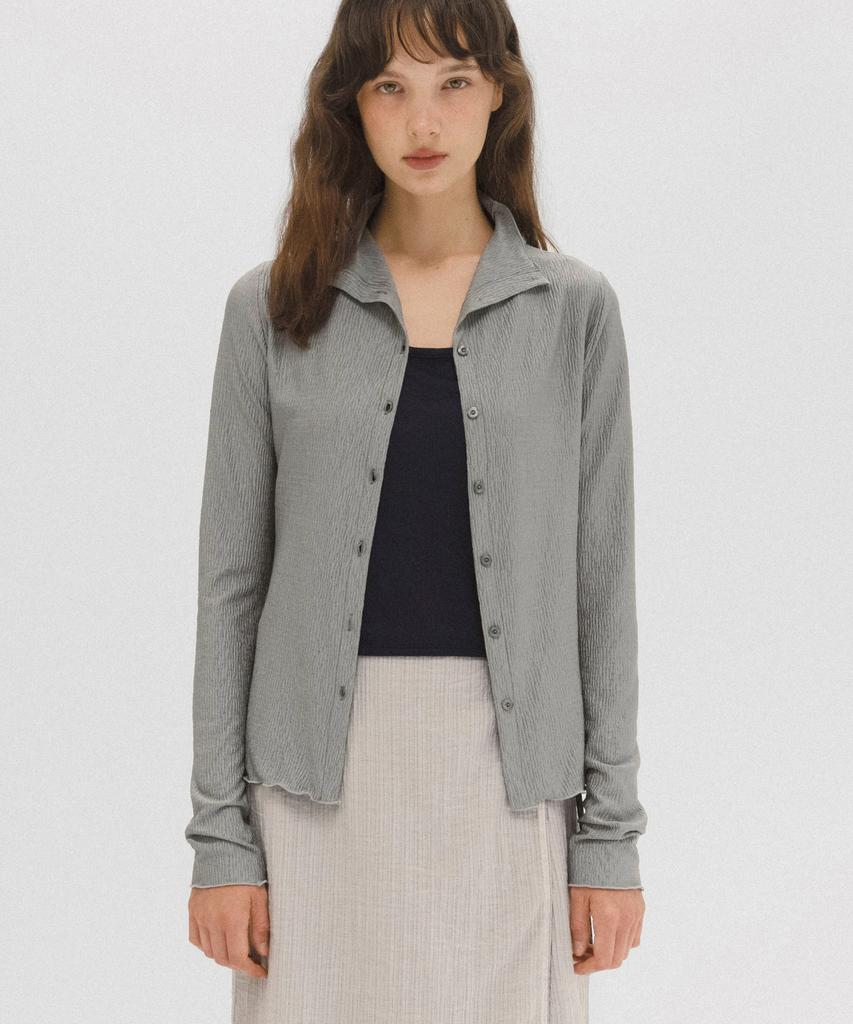 ANDNEEDS Pomi Pleats Blouse (Light Gray)