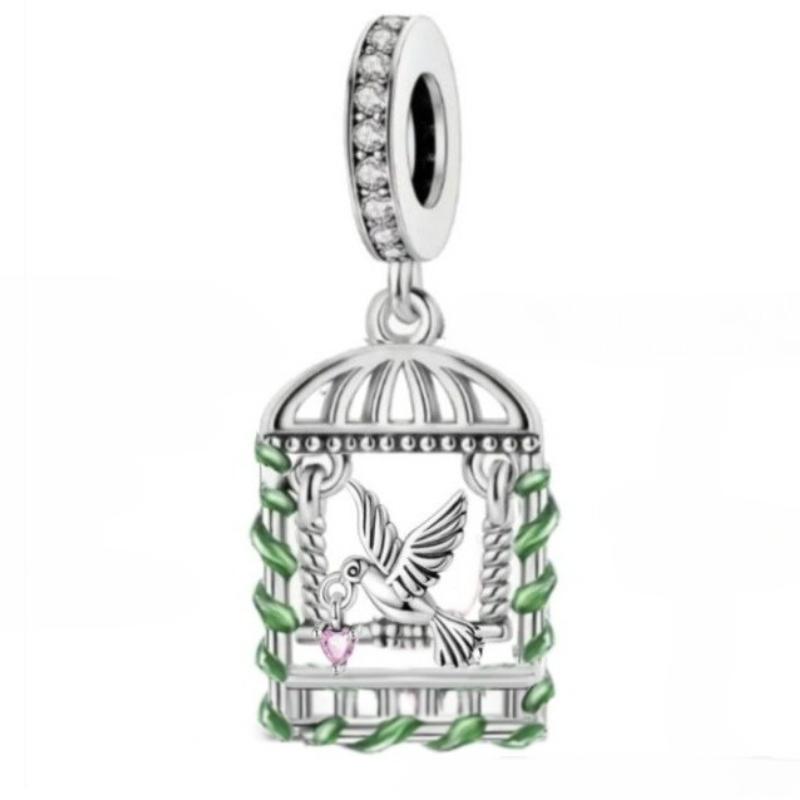 Copper Red Bird Dove Of Peace Love Cross Pendant Charms Fit Original Bracelet Beads Necklace Diy Jewelry