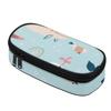 Pencil Pouch Organized Storage Secure Zipper 300D Polyester with Mesh Pocket Removable Divider and Pen Slots for Classroom Use