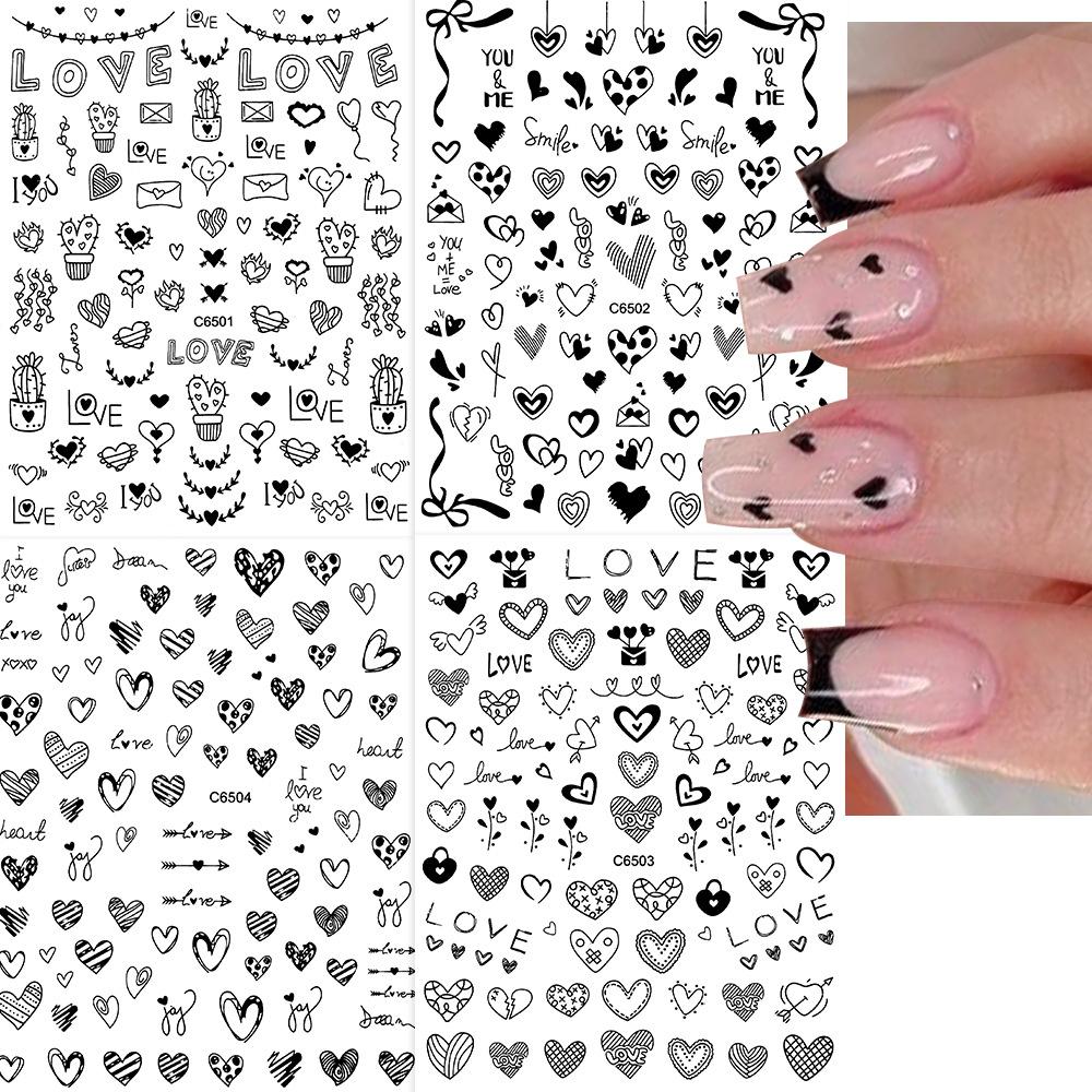 Наклейка для ногтей ко Дню святого Валентина Love, четыре цвета, романтическая наклейка для ногтей на День святого Валентина для женщин