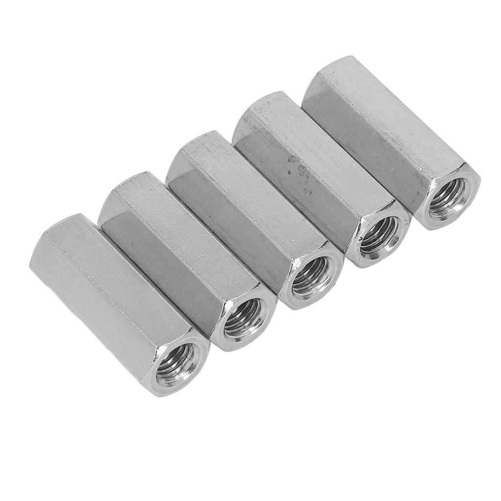 5PCS Hex Coupling Nuts 304 Stainless Steel Thread Connection Nut for Bolt Stud Machine Screws