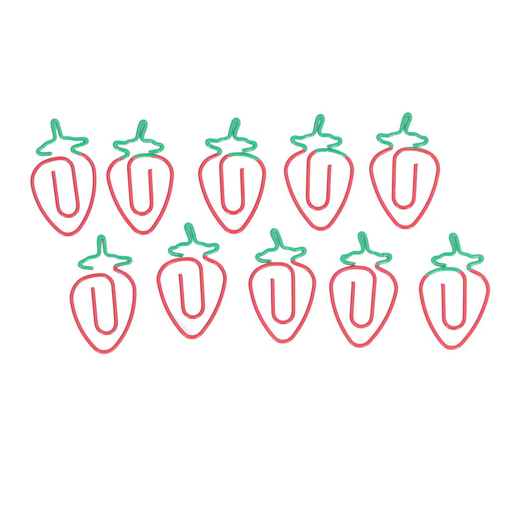 100 шт. Скрепки для бумаги «Клубника», Гальванизированный металл, Стиль «Клубника», Широкое применение, Милые скрепки для бумаги