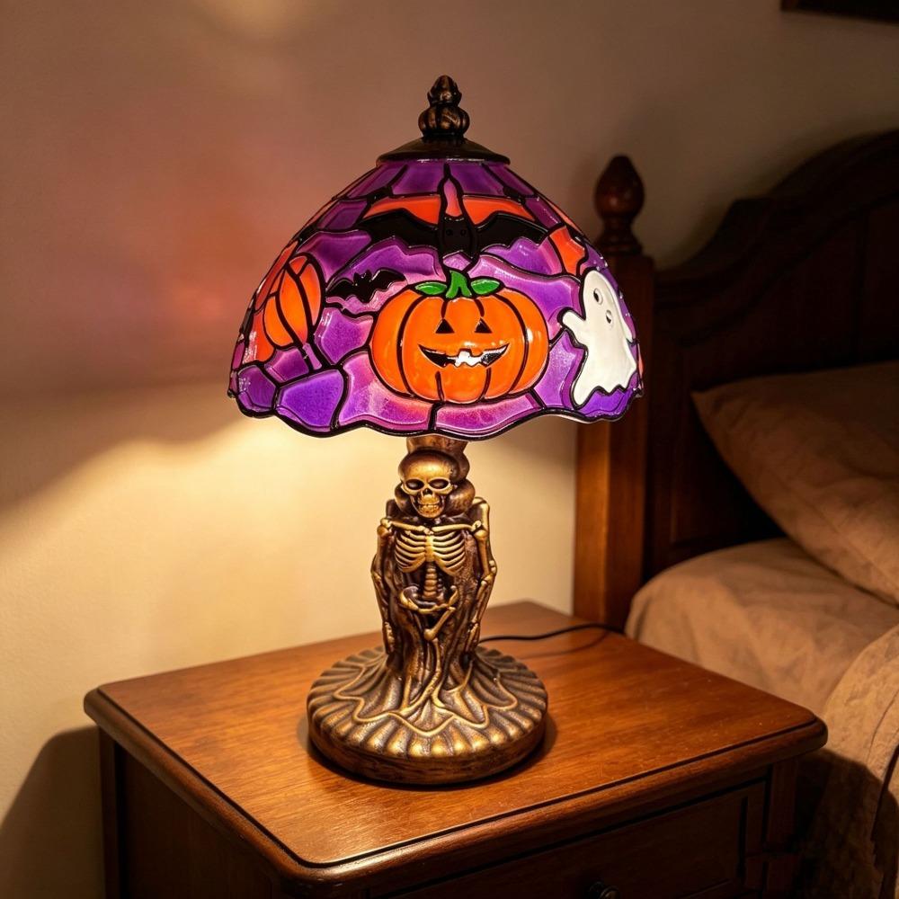 Handcrafted Resin Pumpkin Lamp USB Powered Witch Hat Table Lamp Halloween Table Lamp Office Decor