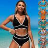 Triangle Push Up Bikini Set Swimwear Women Print High Waisted Bathing Suit Two Piece Swimsuit