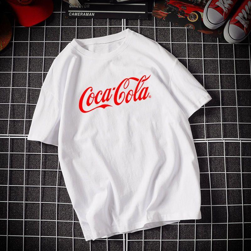Pure cotton Coca-Cola joint commemorative short-sleeved T-shirt Youth Hong Kong style brand ins large size men and women couples versatile