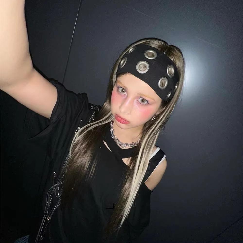 Аксессуар для волос Полая эластичная повязка на голову Металл Рок Полые люверсы Резинки для волос