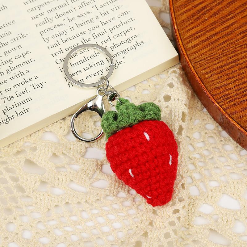 Artificial Crocheted Fruit Keychains Decorative Bags Pendants Gift Accessories