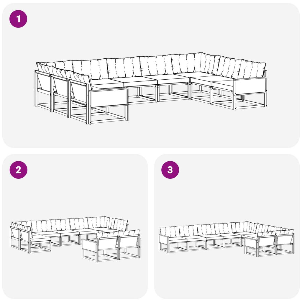 Outdoor Sofa Set with Cushions 9 pcs Natural and Cream
