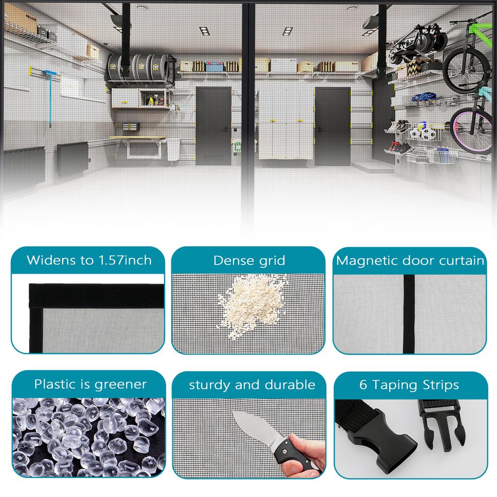 Магнитная дверная сетка Летняя магнитная шторка-сетка 16X7 футов Магнитные гаражные экранные двери Москитная сетка на заказ для патио балкона