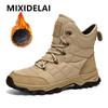 Новые зимние мужские сноубутсы, уличные теплые плюшевые мужские нескользящие ботинки, удобные теплые походные ботильоны, высокие уличные ботинки