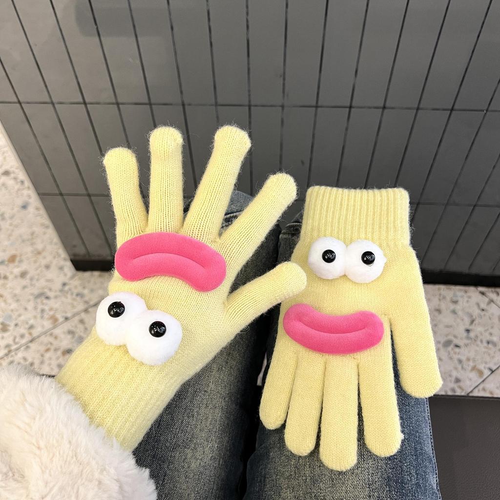 Gloves for Women In Winter New Cute Funny Ugly Cute Warm and Velvet Knitted Gloves for Cycling In Winter Cold and Cold