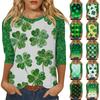 Женский Ст. Топ с принтом ко Дню Святого Патрика, круглым вырезом и рукавом три четверти