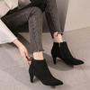 Fashion 2024 Autumn High Heels Ankle Boots Plus Size Leopard Women Boots Retro Pointed Ladies Shoes Side Zipper Booties Botas De Mujer