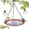 Heavy-Duty Outdoor Bird Bath Water Feeder with Rust-Proof Black Chains Hanging Bird Bath Hummingbird Feeder